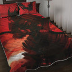 Red Sunset Samurai Print Quilt Bed Set