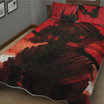 Red Sunset Samurai Print Quilt Bed Set
