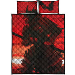 Red Sunset Samurai Print Quilt Bed Set