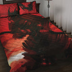 Red Sunset Samurai Print Quilt Bed Set