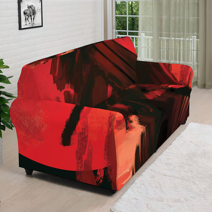 Red Sunset Samurai Print Sofa Cover