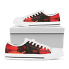 Red Sunset Samurai Print White Low Top Shoes