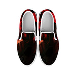 Red Sunset Samurai Print White Slip On Shoes