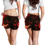 Red Sunset Samurai Print Women's Shorts