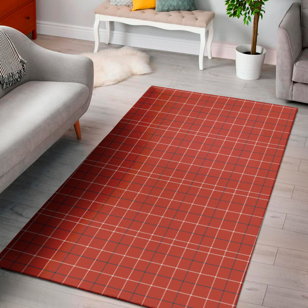 Red Tattersall Pattern Print Area Rug