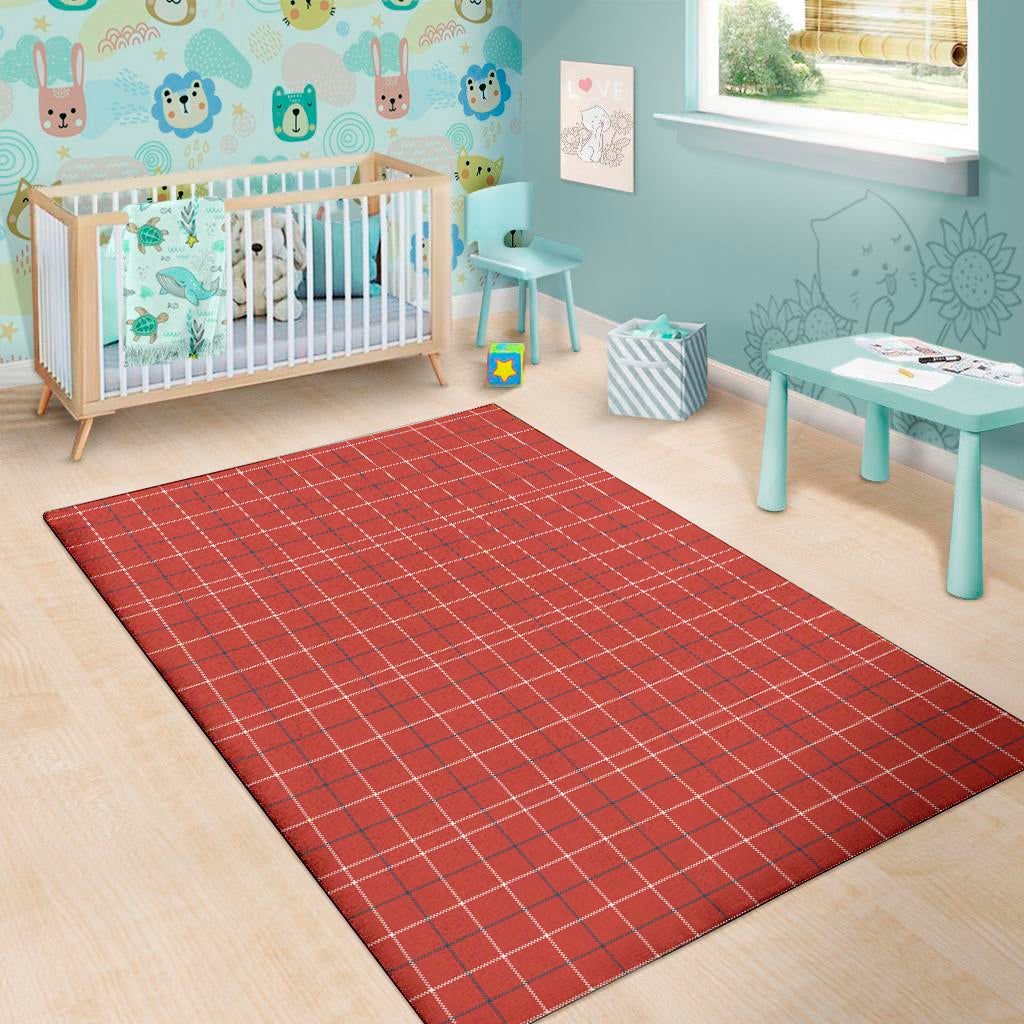 Red Tattersall Pattern Print Area Rug
