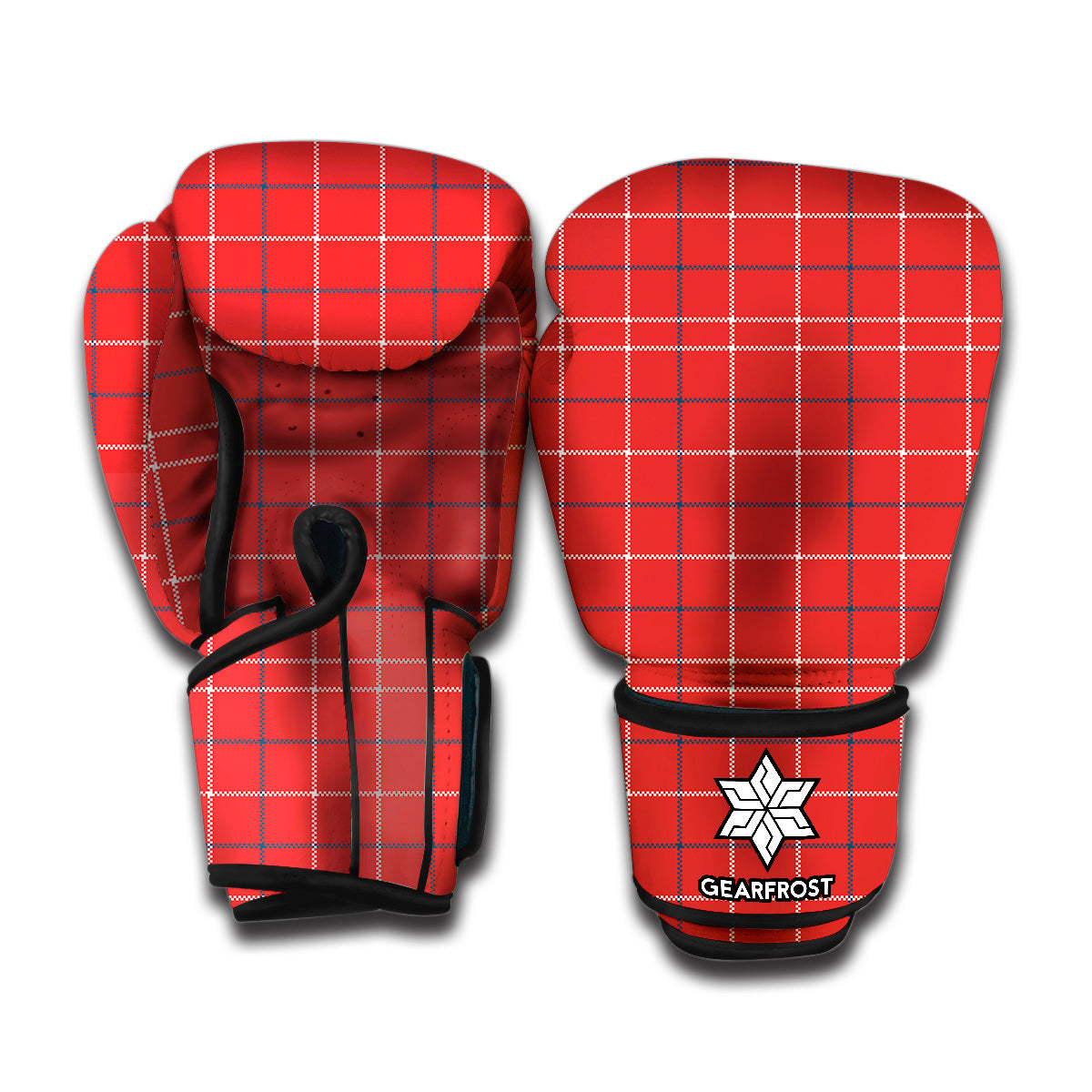 Red Tattersall Pattern Print Boxing Gloves