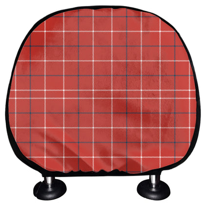 Red Tattersall Pattern Print Car Headrest Covers