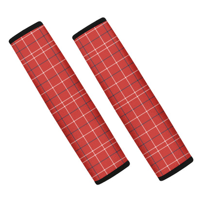 Red Tattersall Pattern Print Car Seat Belt Covers