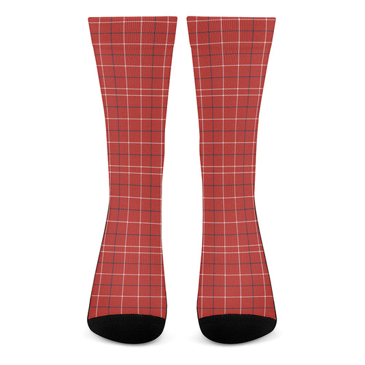Red Tattersall Pattern Print Crew Socks