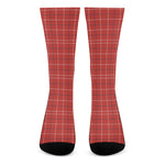 Red Tattersall Pattern Print Crew Socks