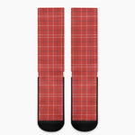 Red Tattersall Pattern Print Crew Socks