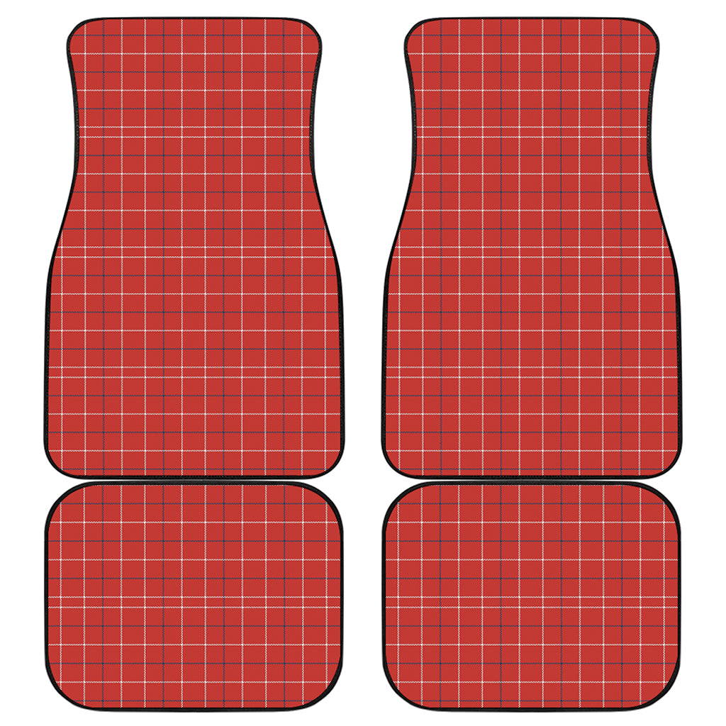 Red Tattersall Pattern Print Front and Back Car Floor Mats
