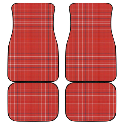 Red Tattersall Pattern Print Front and Back Car Floor Mats