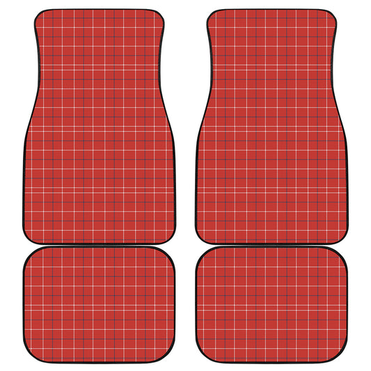 Red Tattersall Pattern Print Front and Back Car Floor Mats
