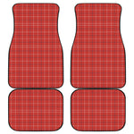Red Tattersall Pattern Print Front and Back Car Floor Mats