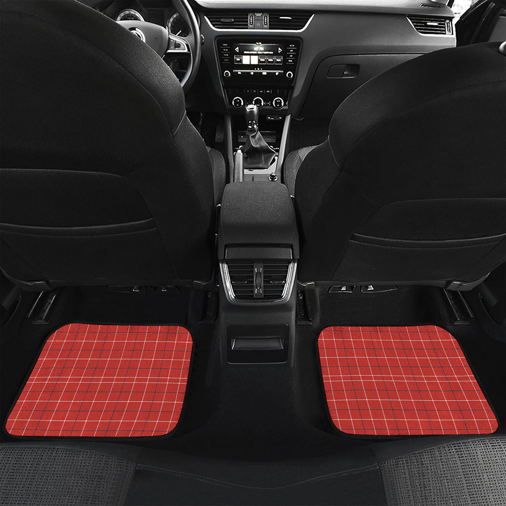 Red Tattersall Pattern Print Front and Back Car Floor Mats