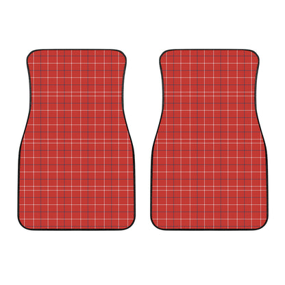 Red Tattersall Pattern Print Front Car Floor Mats