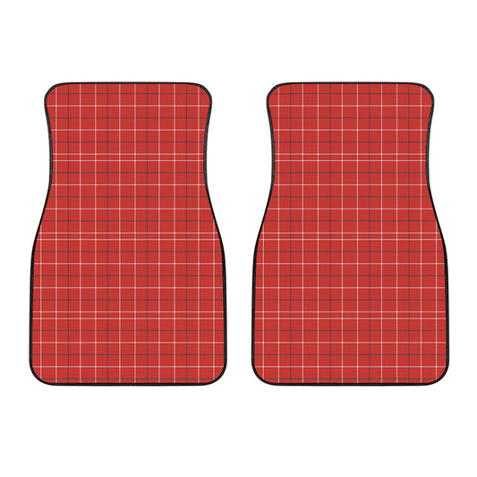Red Tattersall Pattern Print Front Car Floor Mats
