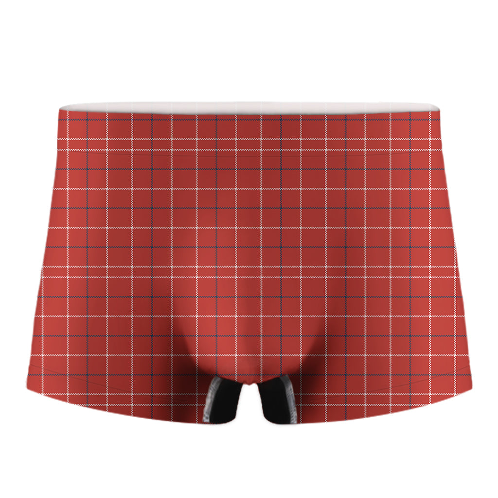 Red Tattersall Pattern Print Men's Boxer Briefs
