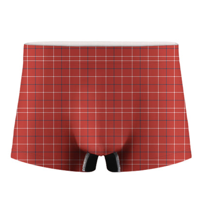 Red Tattersall Pattern Print Men's Boxer Briefs
