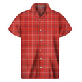 Red Tattersall Pattern Print Men's Short Sleeve Shirt