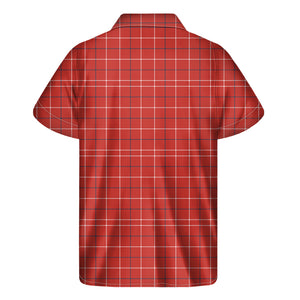 Red Tattersall Pattern Print Men's Short Sleeve Shirt