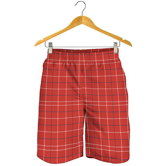 Red Tattersall Pattern Print Men's Shorts
