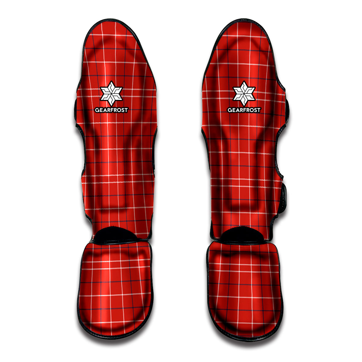 Red Tattersall Pattern Print Muay Thai Shin Guard