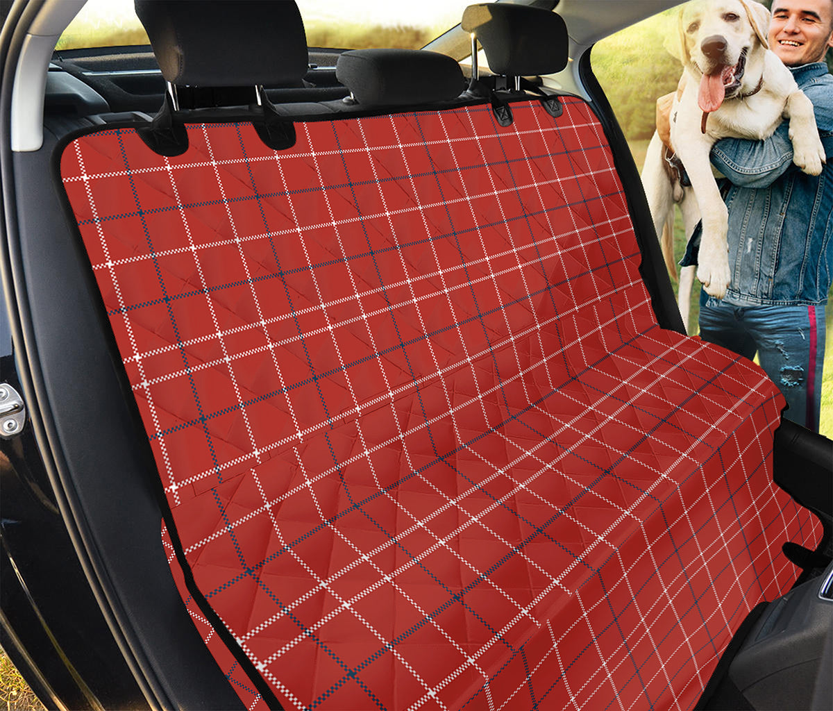 Red Tattersall Pattern Print Pet Car Back Seat Cover