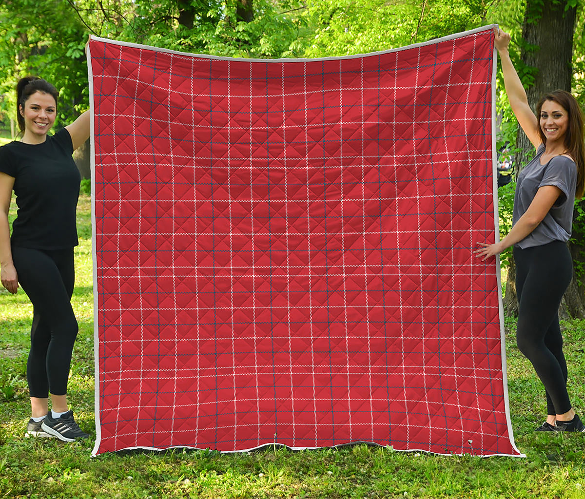 Red Tattersall Pattern Print Quilt