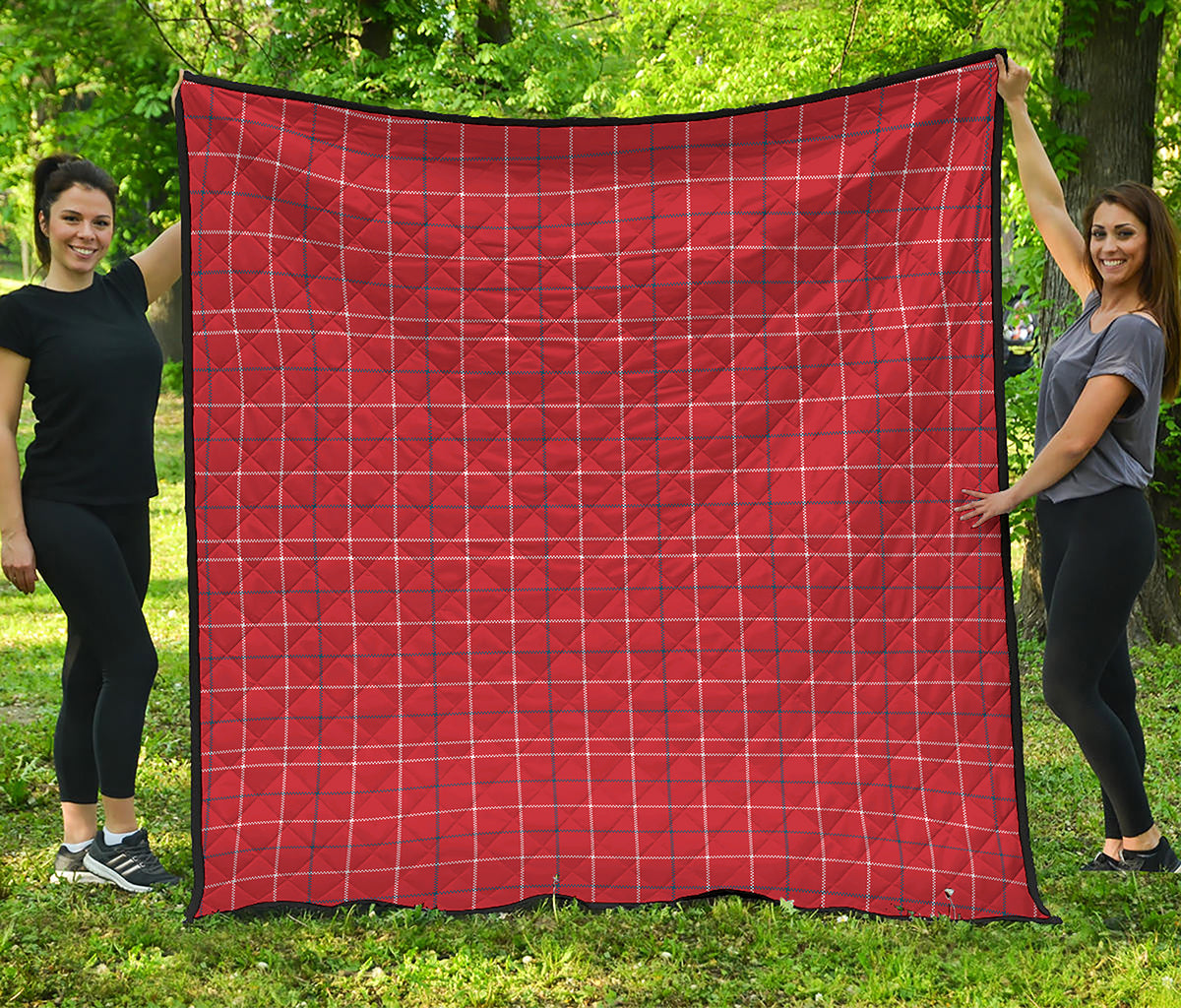 Red Tattersall Pattern Print Quilt