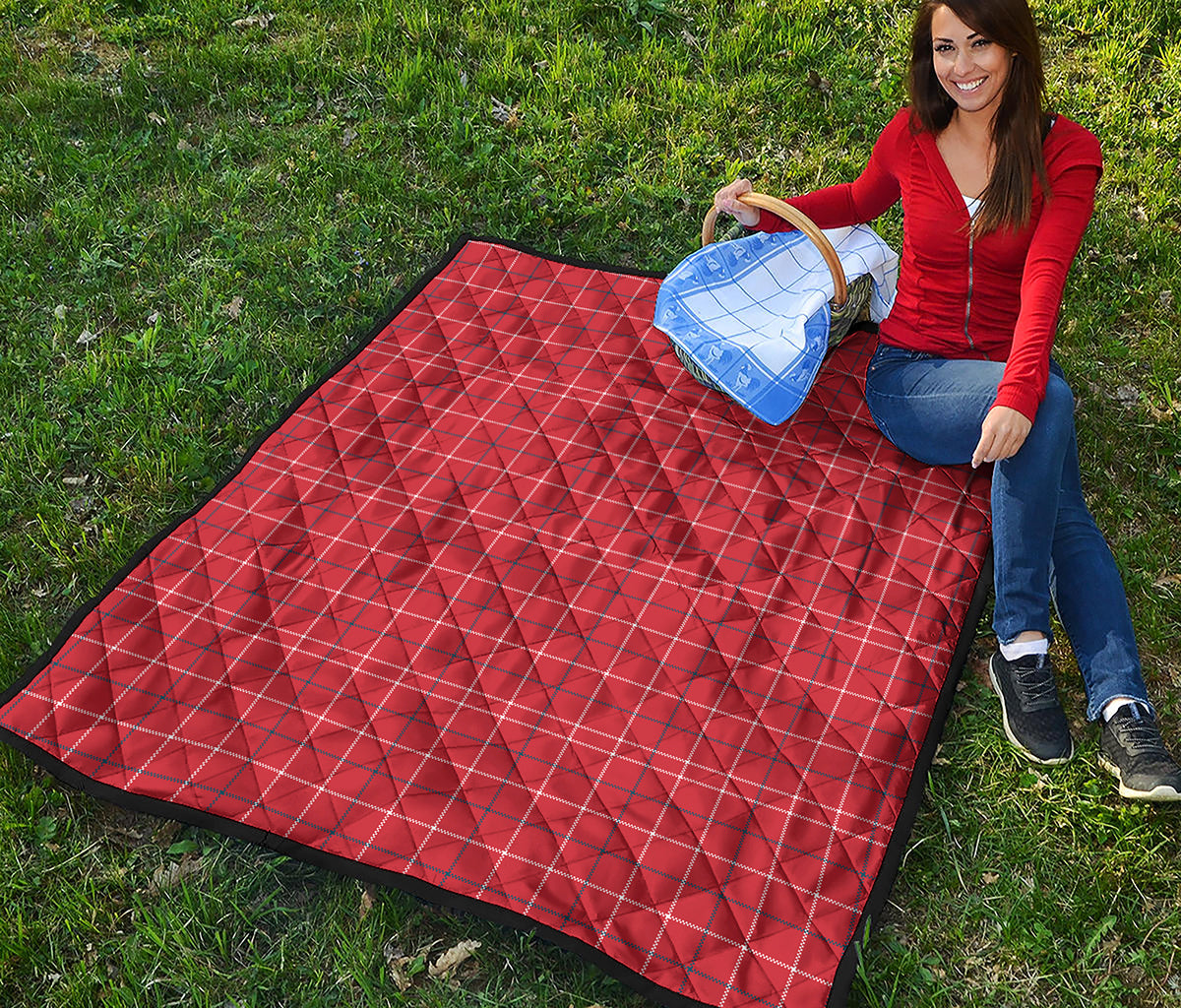 Red Tattersall Pattern Print Quilt