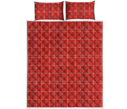 Red Tattersall Pattern Print Quilt Bed Set