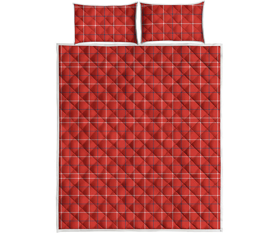 Red Tattersall Pattern Print Quilt Bed Set