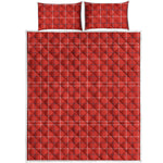 Red Tattersall Pattern Print Quilt Bed Set
