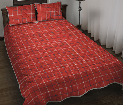 Red Tattersall Pattern Print Quilt Bed Set