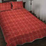Red Tattersall Pattern Print Quilt Bed Set