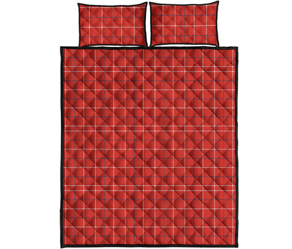 Red Tattersall Pattern Print Quilt Bed Set