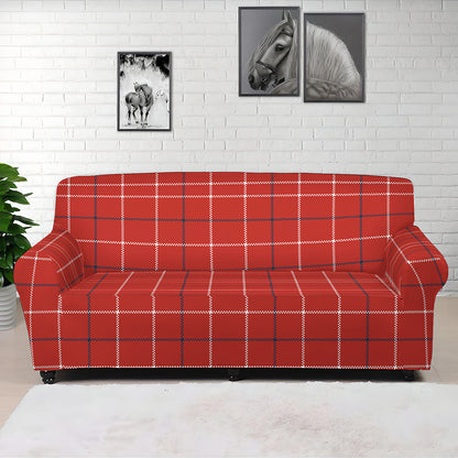 Red Tattersall Pattern Print Sofa Cover