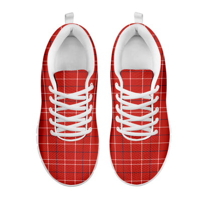 Red Tattersall Pattern Print White Sneakers