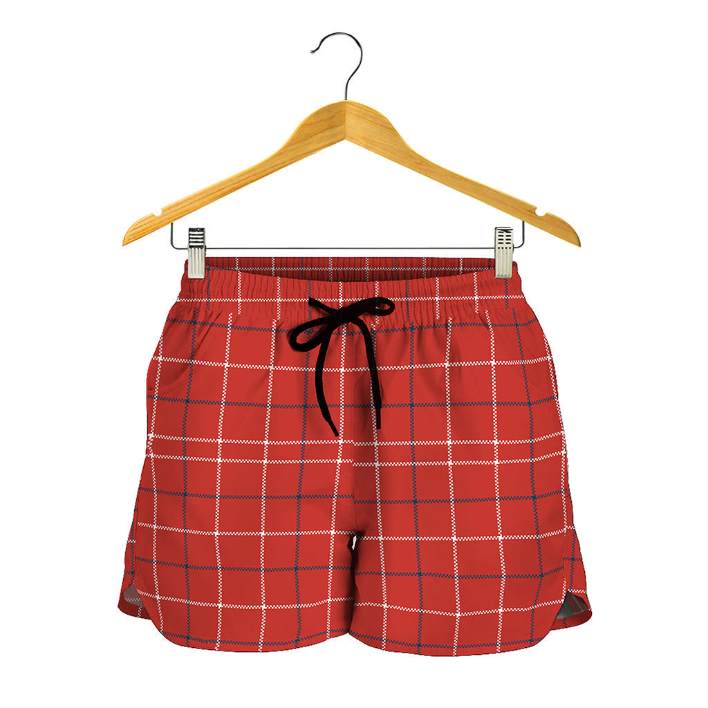 Red Tattersall Pattern Print Women's Shorts