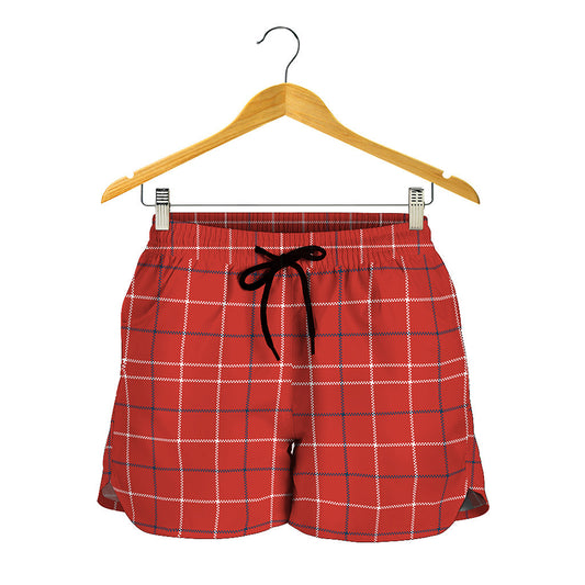 Red Tattersall Pattern Print Women's Shorts