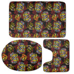Red Tiger Tattoo Pattern Print 3 Piece Bath Mat Set