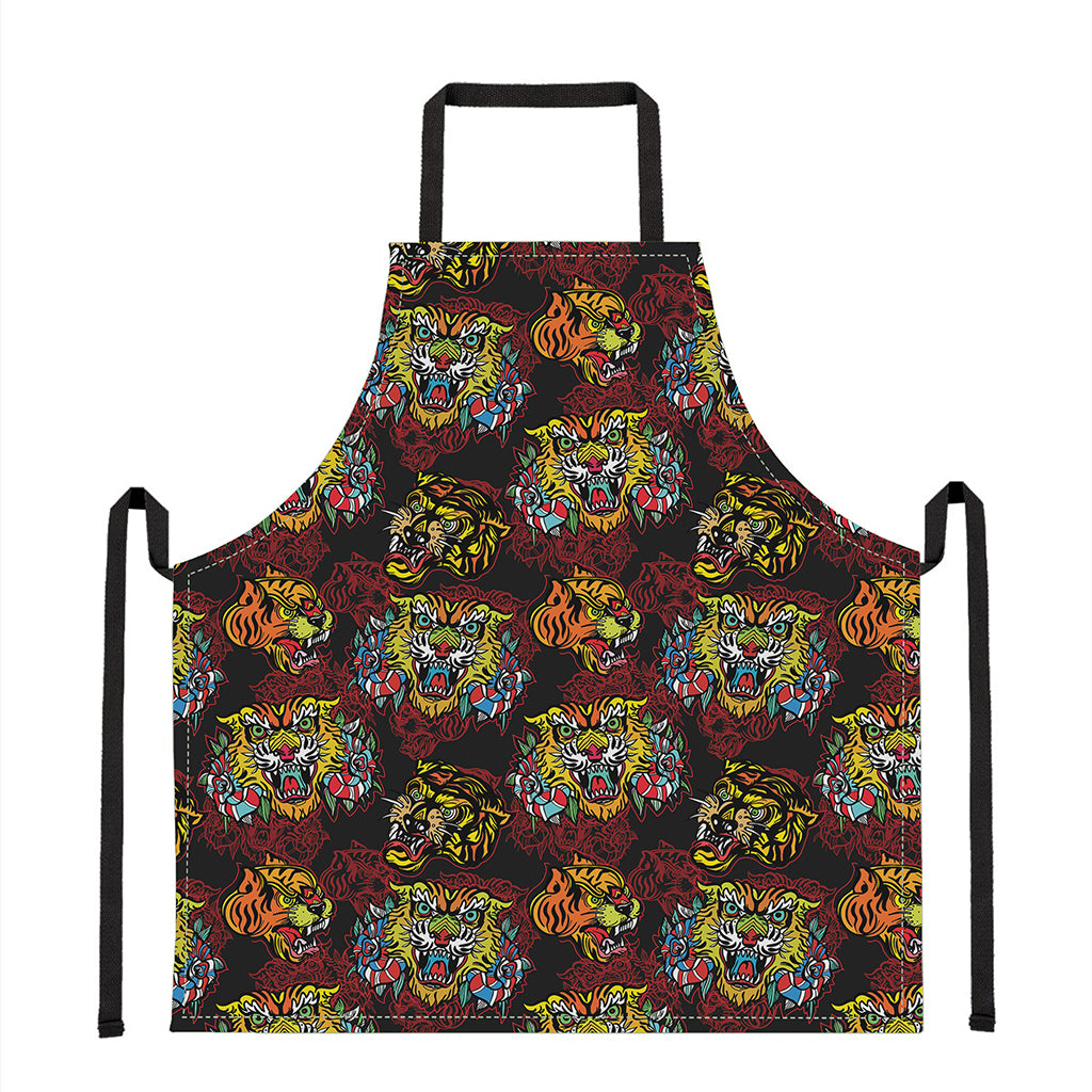 Red Tiger Tattoo Pattern Print Apron