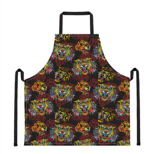 Red Tiger Tattoo Pattern Print Apron