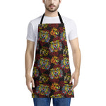 Red Tiger Tattoo Pattern Print Apron