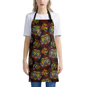 Red Tiger Tattoo Pattern Print Apron