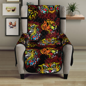 Red Tiger Tattoo Pattern Print Armchair Protector