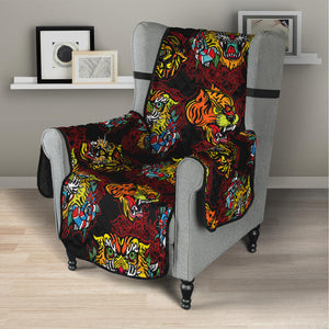 Red Tiger Tattoo Pattern Print Armchair Protector